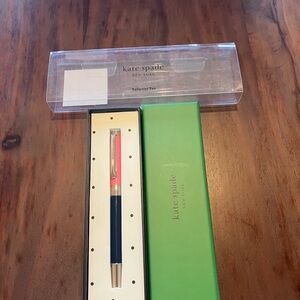 Kate Spade Black and Pink Pen with Green Box